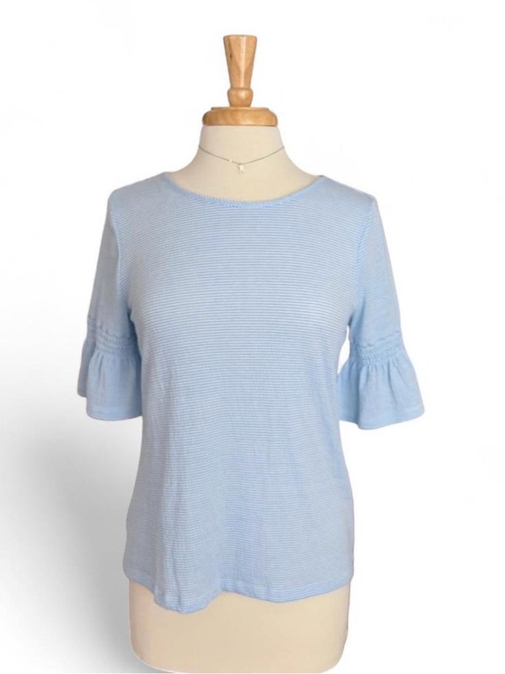 LC Lauren Conrad Light Blue Ruffle-Sleeve Knit Top